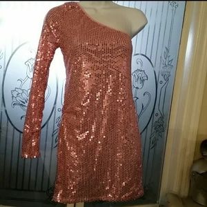 Sexy sequence pink one sholder dress 
size M/L